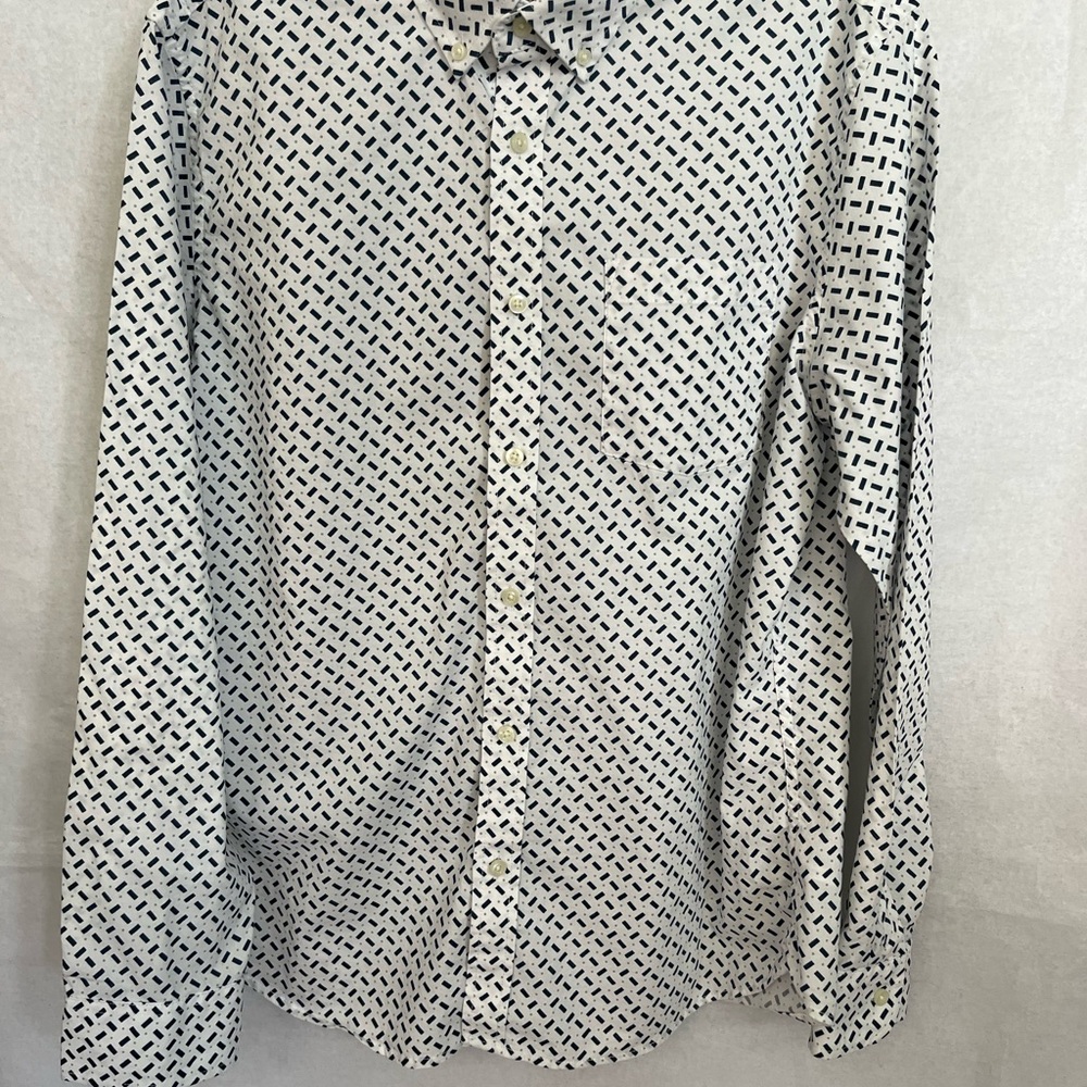 Goodfellow & Co Men’s Long Sleeve Button-down Shirt L white/blue